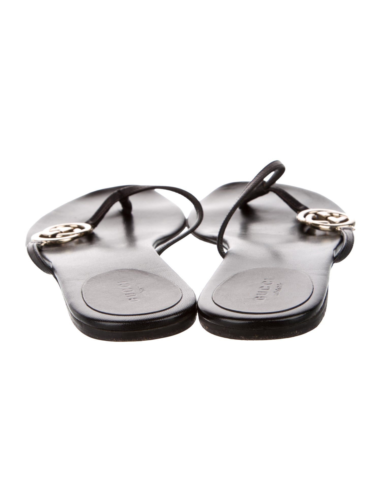 Gucci Interlocking G Logo Leather Flip Flops